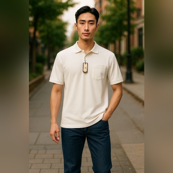 CREMIEUX- MOISTURE MANAGEMENT, POLO SHIRTS FOR MEN, 94% Polyester, 6% Spandex, - Picture 6 of 16